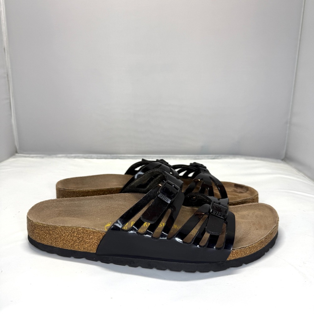 Birkenstock Granada Black Patent Slide Sandals Womens 40 L9